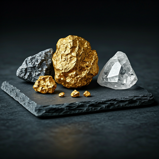 Raw gold and diamonds in the Sijara atelier