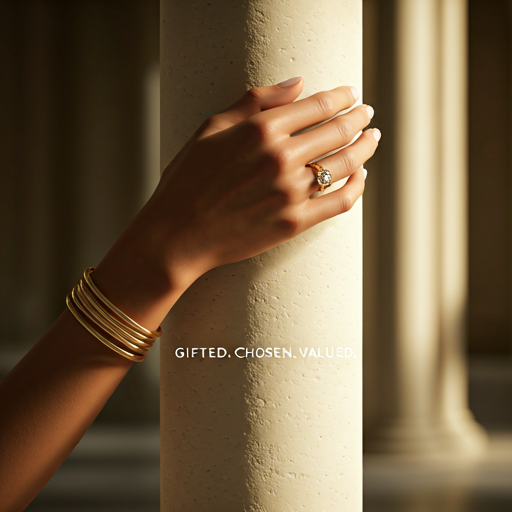 Sijara ring worn in warm atelier light